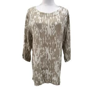 Pure Jill Tunic Top Cotton Blend Small Beige Resort Coastal Chic Vacation Summer